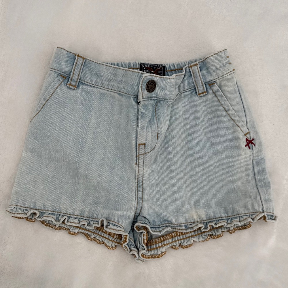 2000's American Living Ruffle Denim Shorts Girls 24M Light Wash Ralph Lauren JCP